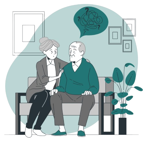 Dementia care illustration for senior support services